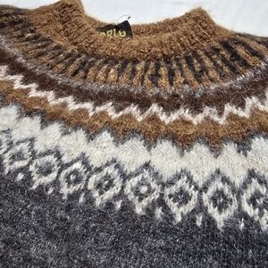 Vintage Alpaca Wool Fair Isle Style Sweater Made In Peru-FLAW MENDED